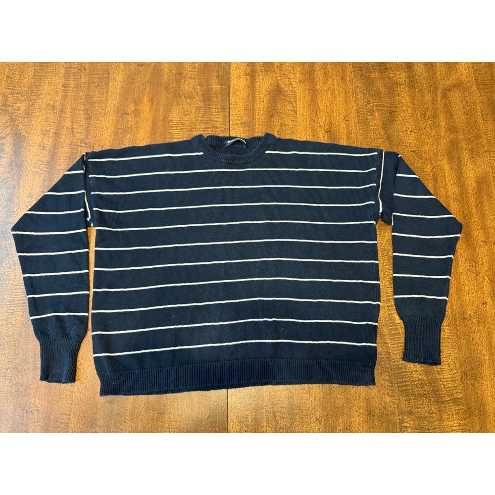 Brandy Melville Sweater Womens One Size Navy White Stripe 100% Cotton Italy